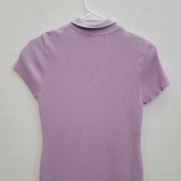 House of Harlow 1960 Lavender Ribbed Knit Polo Midi Dress Women's Size Large - Picture 4 of 12